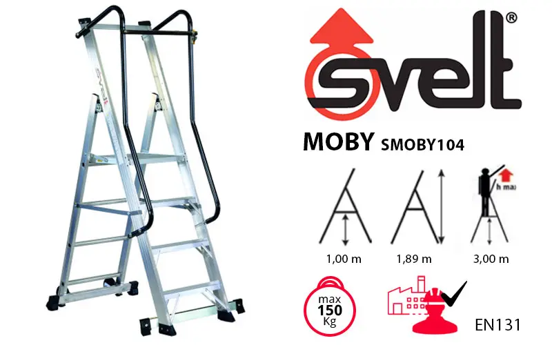 Svelt Moby SMOBY104 - Ladder with Handrail for Professional Intensive Use