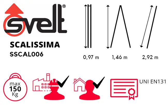 Svelt SCALISSIMA multi-level telescopic ladder in aluminum
