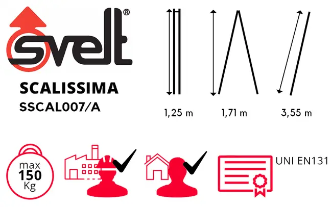 Svelt SCALISSIMA multi-level telescopic ladder in aluminum