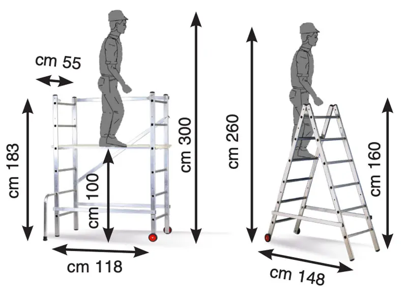 Svelt Time - Folding Aluminum Home Scaffolding, Height 1.55 m