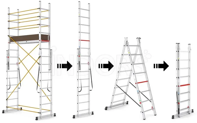 Svelt Target+ Professional telescopic aluminium scaffolding, convertible into 2 extension or trestle ladders