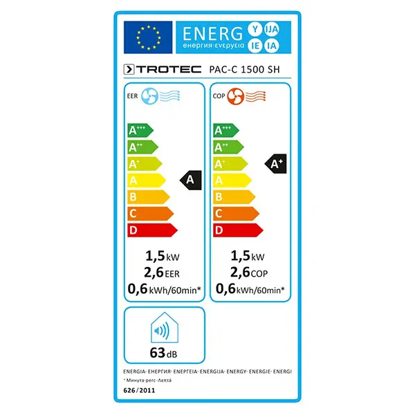 Trotec PAC-C 15000 SH WiFi energy class A