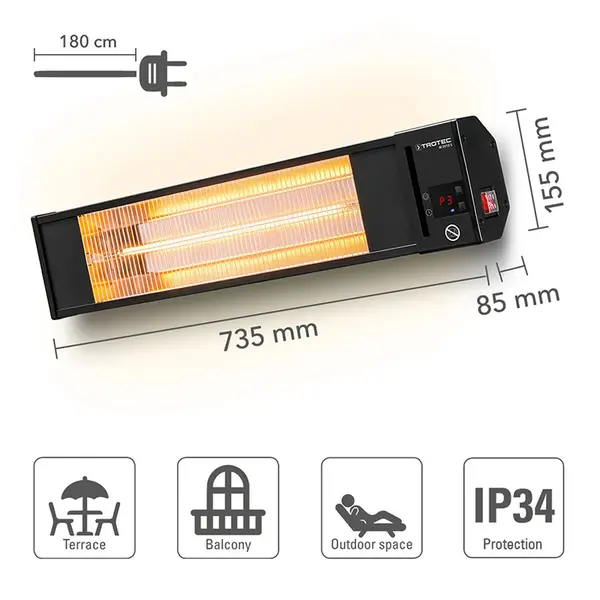 Trotec IR 2010 S 1410003102 - Ceiling Heater for Covered Outdoor Areas