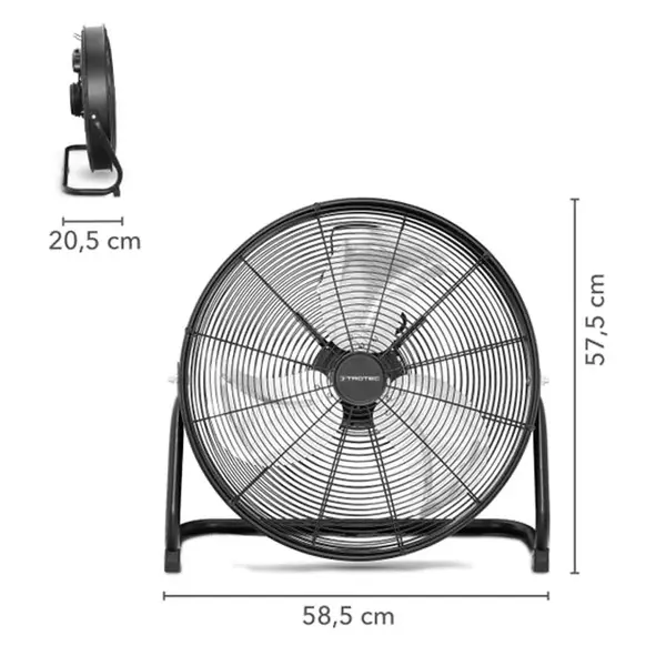 Trotec TMV 20 D professional floor fan dimensions