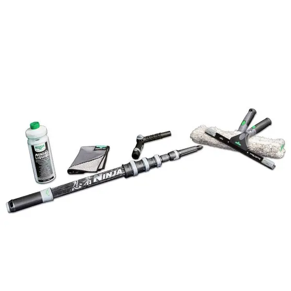 Unger ErgoTec NINJA AKN19 - 6-in-1 Glass Cleaning Kit with Carbon Rod